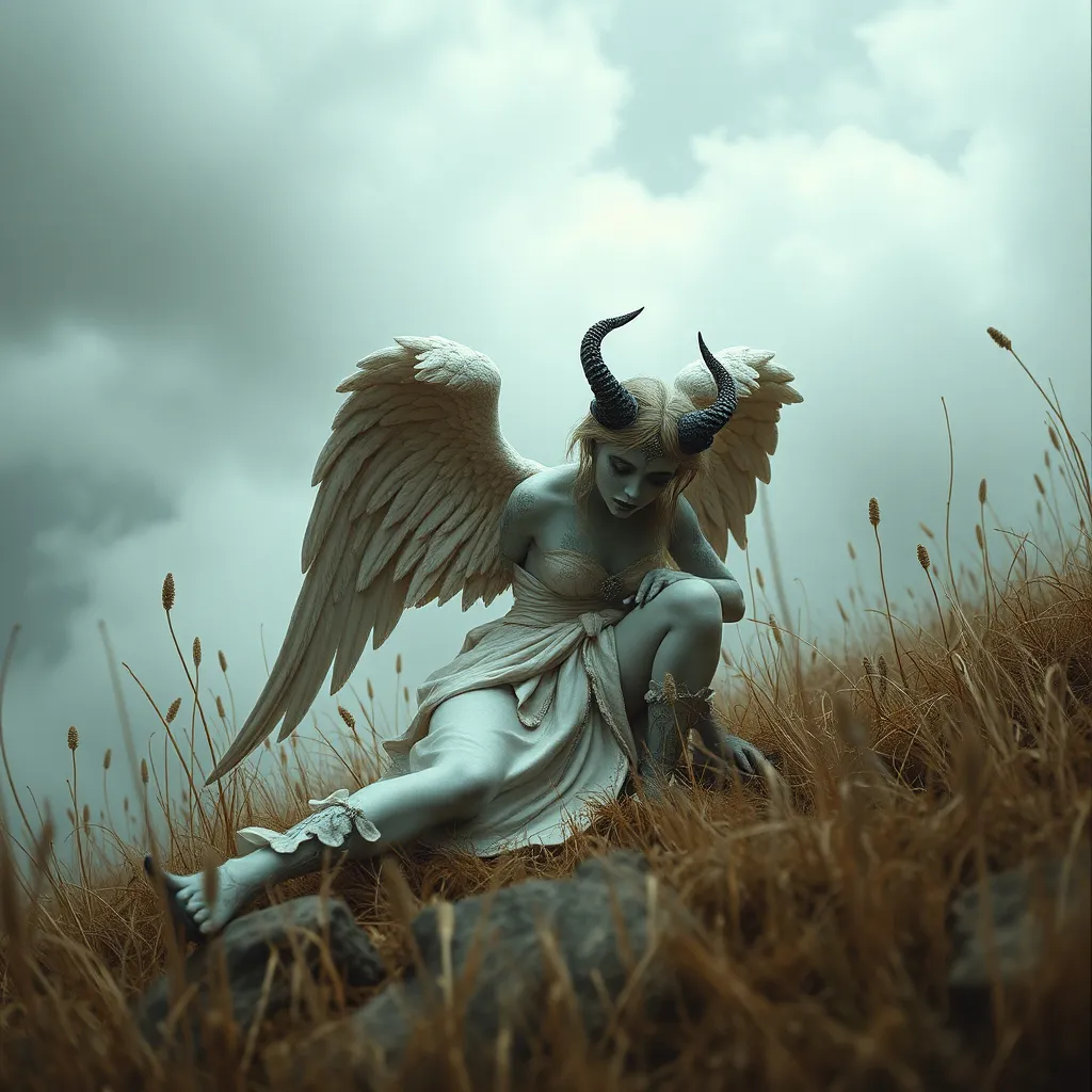 Prompt: Fallen angel, waiting for the prey
The devil has come to take a maimed away
Penetration of the twisted mind
The evil is out for the weak and blind