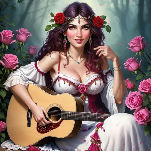 Prompt: Gypsy sittin', lookin' pretty
The broken rose with laughin' eyes
You're a mystery, always runnin' wild
Like a goddess without a home
You're always searching, searching for a feeling
That it's easy come and easy go