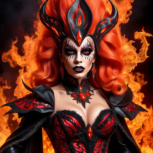 Prompt: A high definition hyper-detail live action digital photograph of a Drag queen from hell