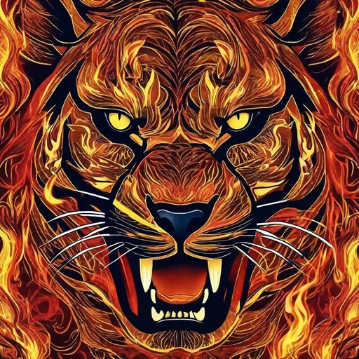 Prompt: Panther made of flames