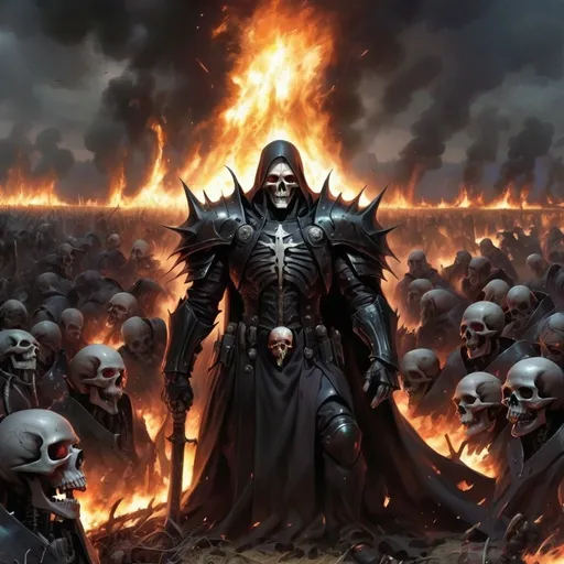 Prompt: Generals gathered in their masses
Just like witches at black masses
Evil minds that plot destruction
Sorcerer of death's construction
In the fields, the bodies burning
As the war machine keeps turning
Death and hatred to mankind
Poisoning their brainwashed minds