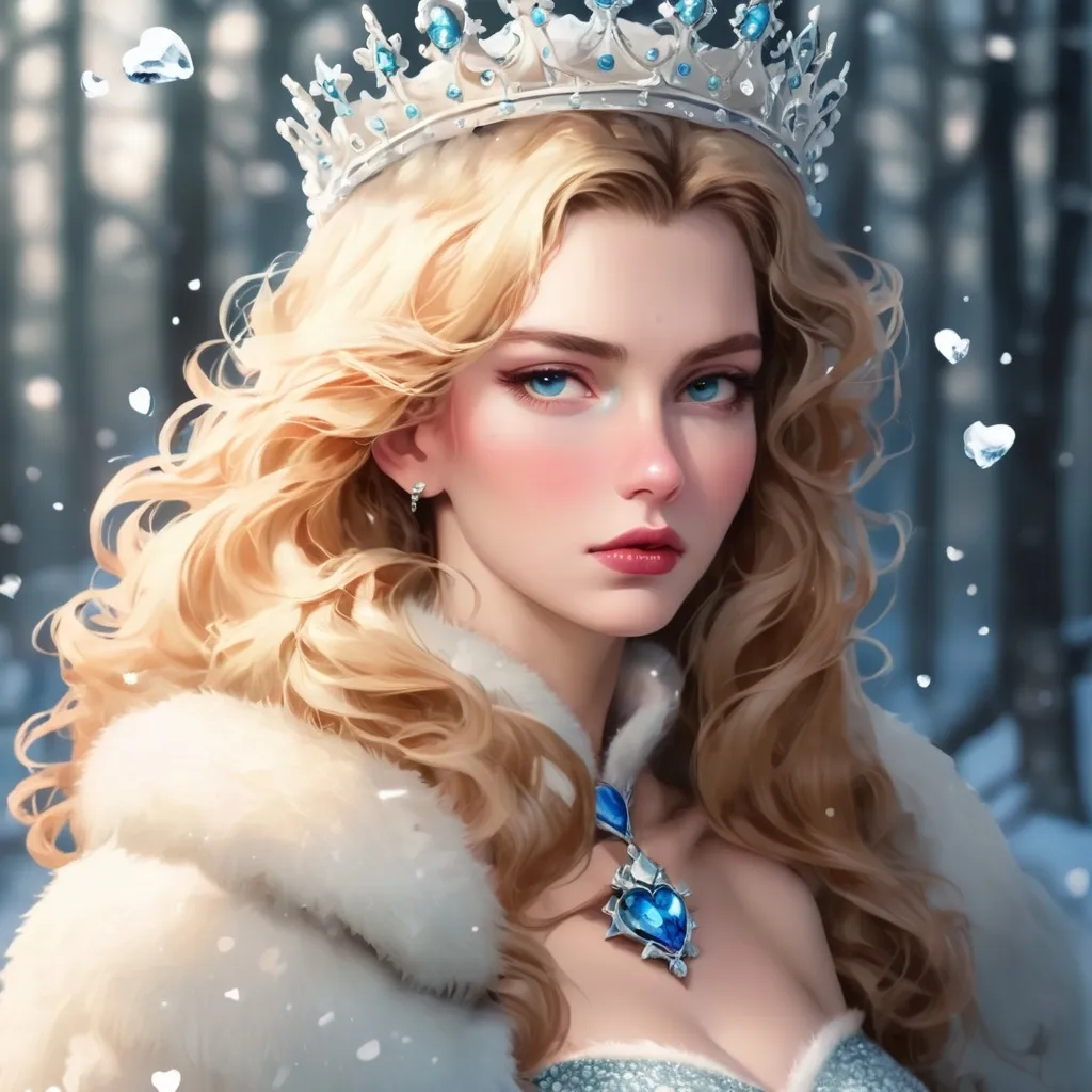 Prompt: Beguiling queen, her innocence offends his icy heart