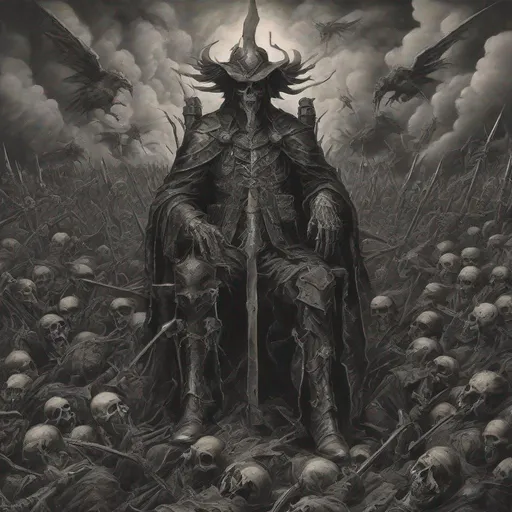 Prompt: Generals gathered in their masses
Just like witches at black masses
Evil minds that plot destruction
Sorcerer of death's construction
In the fields, the bodies burning
As the war machine keeps turning
Death and hatred to mankind
Poisoning their brainwashed minds