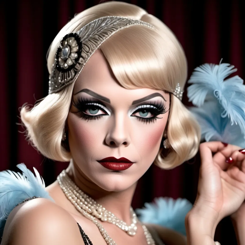 Prompt: A high definition hyper-detail live action digital photograph of a Drag queen 1920's flapper