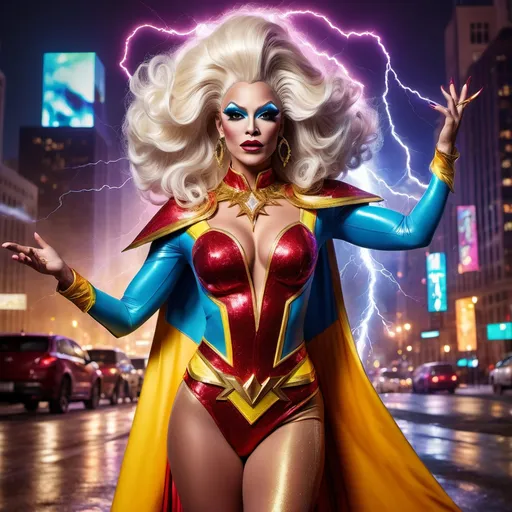 Prompt: Gorgeous drag queen (DC Superhero Shazam)