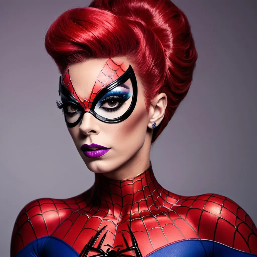 Prompt: Gorgeous drag queen spider man