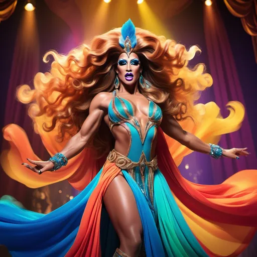 Prompt: Hercules dressed up as the most beautiful drag queen in the world.