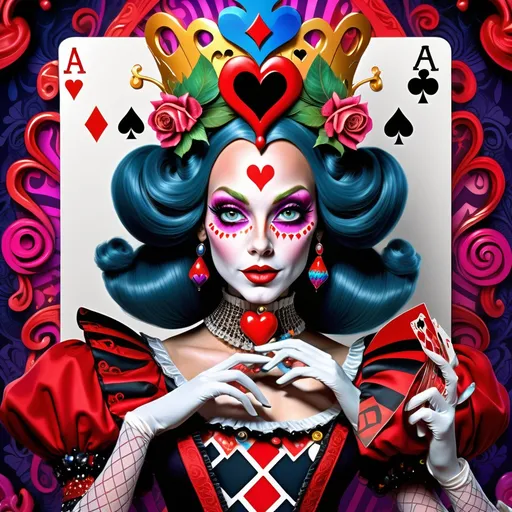 Prompt: Drag queen of Hearts from Alice in Wonderland