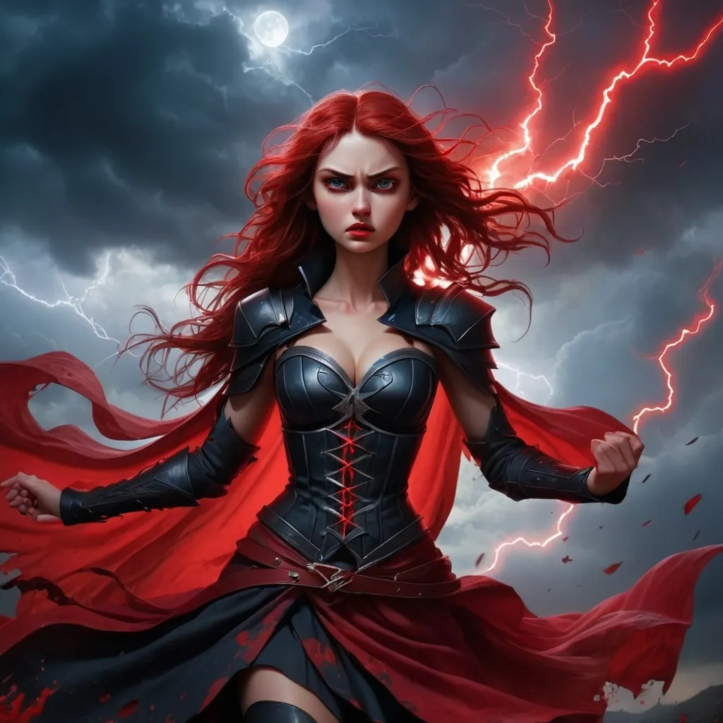 Prompt: Heroine of the night
Blood and thunder rushing through me
'Til the dawn of light
The sky is turning red