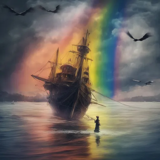 Prompt: You've seen them walking on the water
You've seen flying through the sky
They were frightening in the darkness
They had rainbows in their eyes
Oh the chains are on