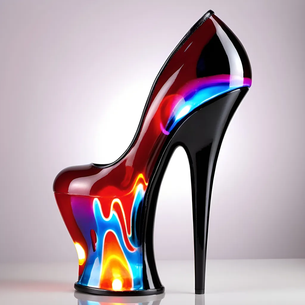 Prompt: 8 inch stiletto lava lamp high heel shoes. 