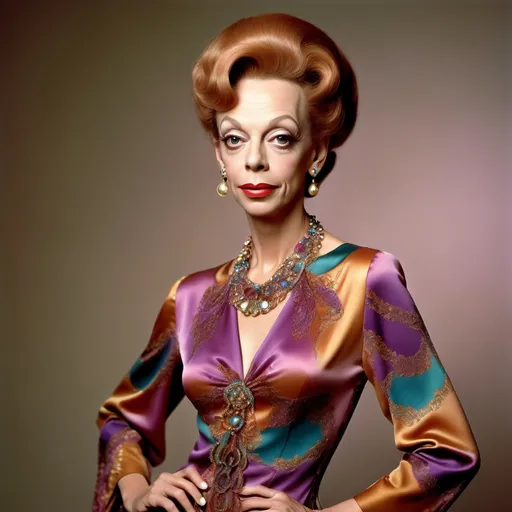 Prompt: (Don Knotts dressed in drag wearing an Etro dress), fashion elegance, (stylish pose), intricate patterns, vibrant colors, (high fashion), soft focus, warm lighting with a glamorous touch, showcasing elegant accessories, luxurious fabric detail, upscale ambience, beautifully styled hair, (ultra-detailed), captivating expression, fashion-forward aesthetic, luxurious background elements.