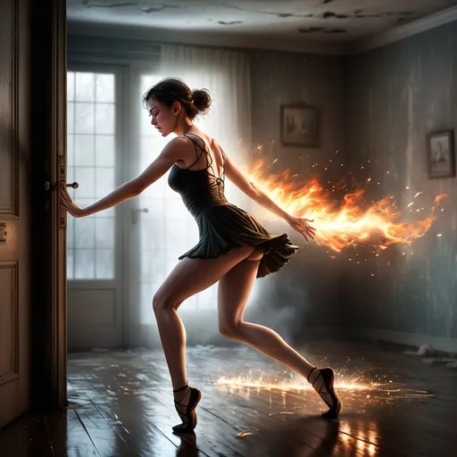 Prompt: The dancer slows her frantic pace

In pain and desperation

Her aching limbs and downcast face

Aglow with perspiration

 

Stiff as wire, her lungs on fire

With just the briefest pause

The flooding through her memory

The echoes of old applause

 

She limps across the floor

And closes her bedroom door...