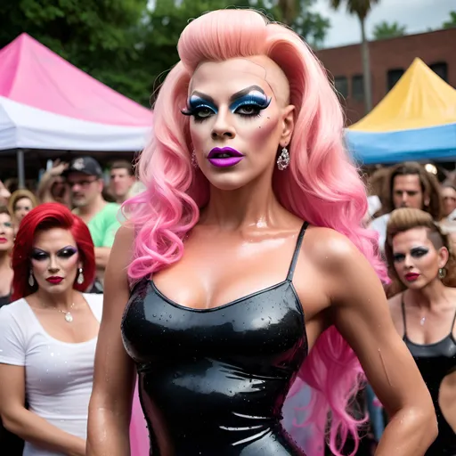 Prompt: Drag queen beauty contest and wet t-shirt contest