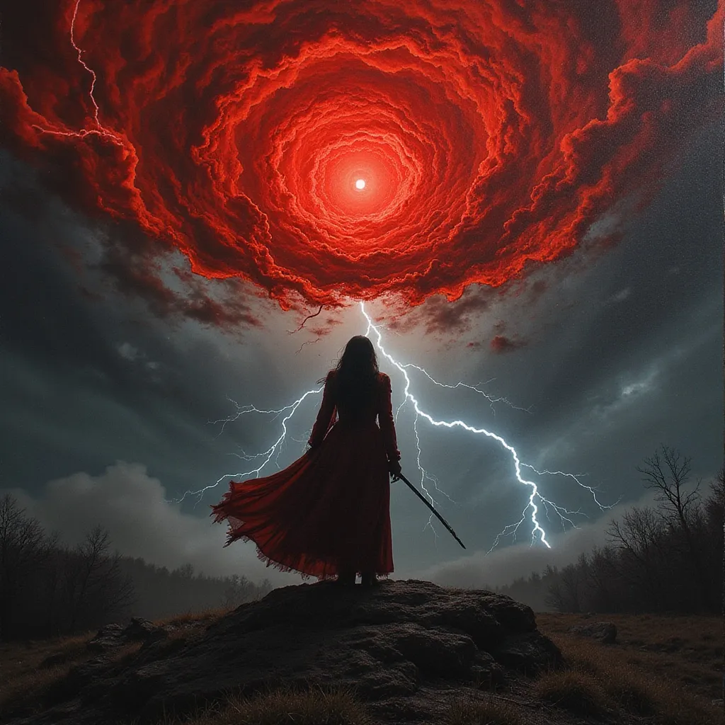 Prompt: Heroine of the night
Blood and thunder rushing through me
'Til the dawn of light
The sky is turning red
