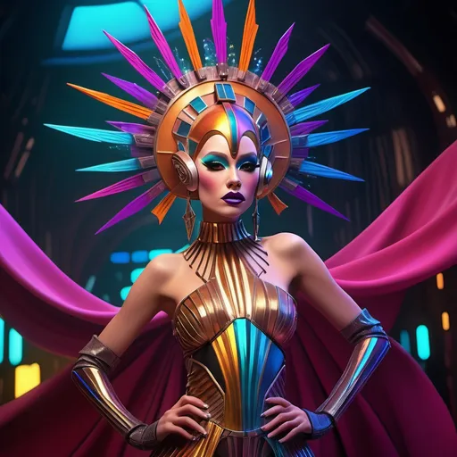 Prompt: Star Wars characters if they were a gorgeous drag queens.