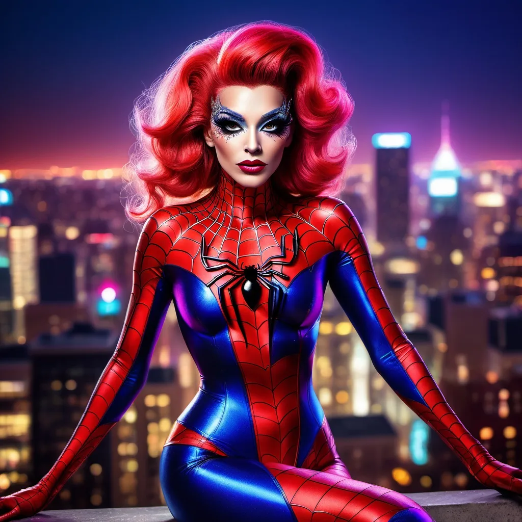 Prompt: Gorgeous drag queen spider man