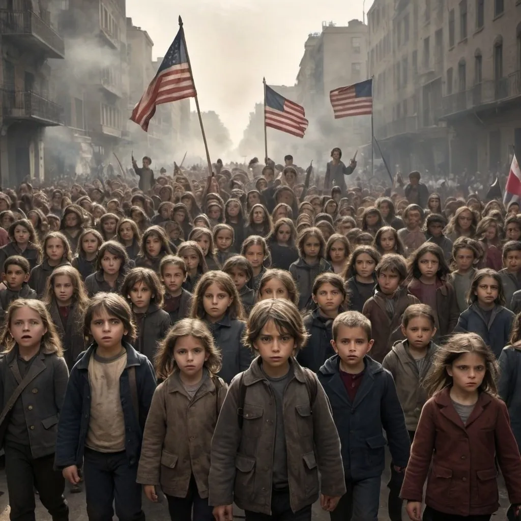 Prompt: Revolution in their minds - the children start to march
Against the world in which they have to live
and all the hate that's in their hearts
They're tired of being pushed around
and told just what to do
They'll fight the world until they've won
and hell comes flowing through