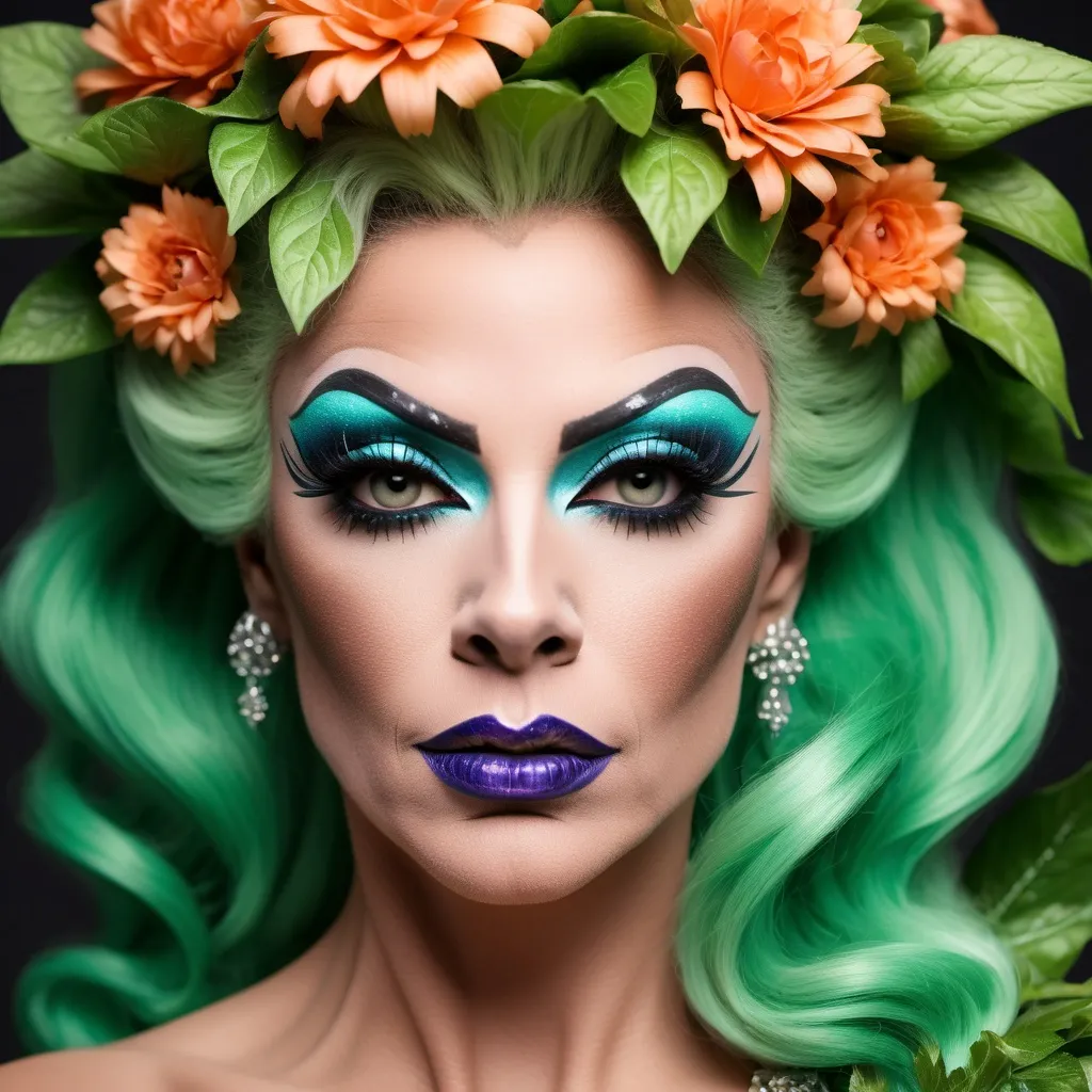 Prompt: A high definition hyper-detail live action digital photograph of a Drag queen Mother Nature