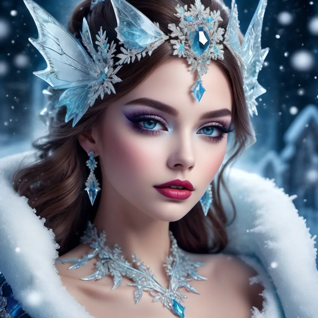 Prompt: A high definition hyper-detail live action digital photograph of a Drag snow queen