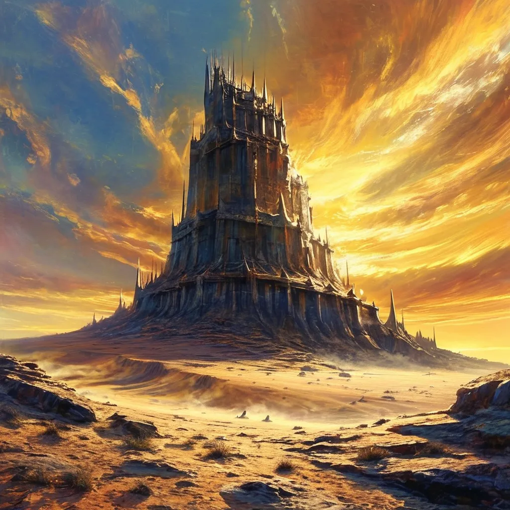 Prompt: Hot wind, moving fast across the desert
We feel that our time has arrived
The world spins, while we put his dream together
A tower of stone to take him straight to the sky