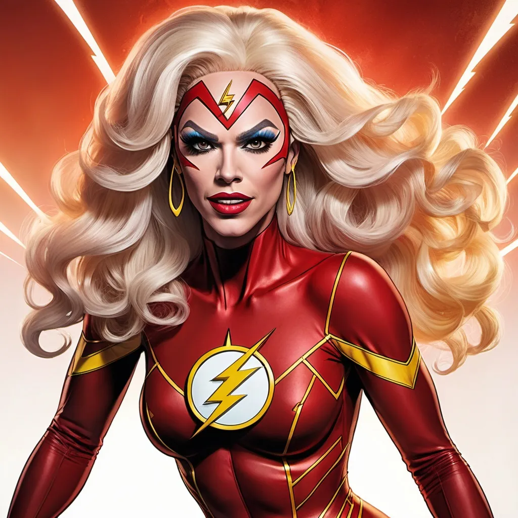 Prompt: Gorgeous drag queen (DC Superhero The Flash)