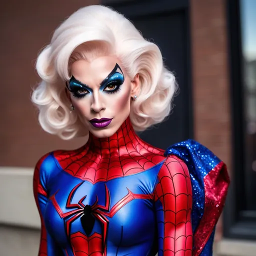 Prompt: Gorgeous drag queen spider man