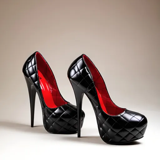 Prompt: 8 inch stiletto quilt high heel shoes. 