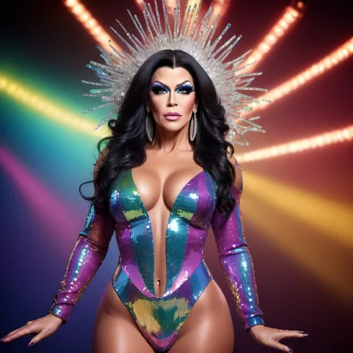 Prompt: If Chyna was a gorgeous drag queen (full length photo) with long muscular legs