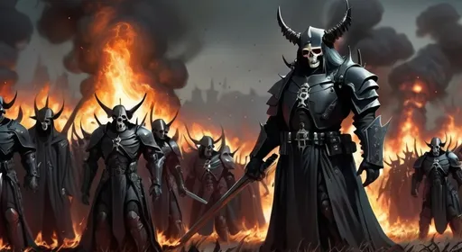 Prompt: Generals gathered in their masses
Just like witches at black masses
Evil minds that plot destruction
Sorcerer of death's construction
In the fields, the bodies burning
As the war machine keeps turning
Death and hatred to mankind
Poisoning their brainwashed minds