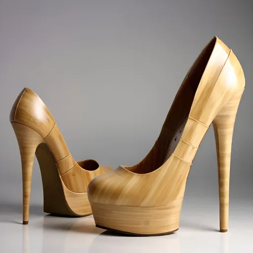 Prompt: 8 inch stiletto bamboo high heel shoes. 