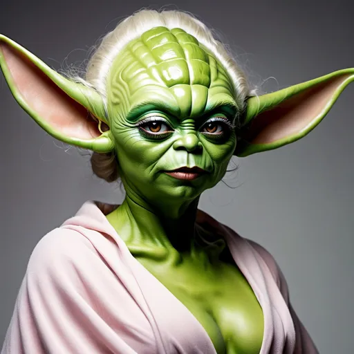 Prompt: If yoda was a gorgeous muscular drag queen.