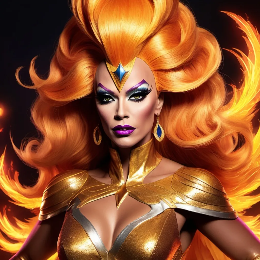 Prompt: Gorgeous drag queen (Marvel Superhero The Phoenix)