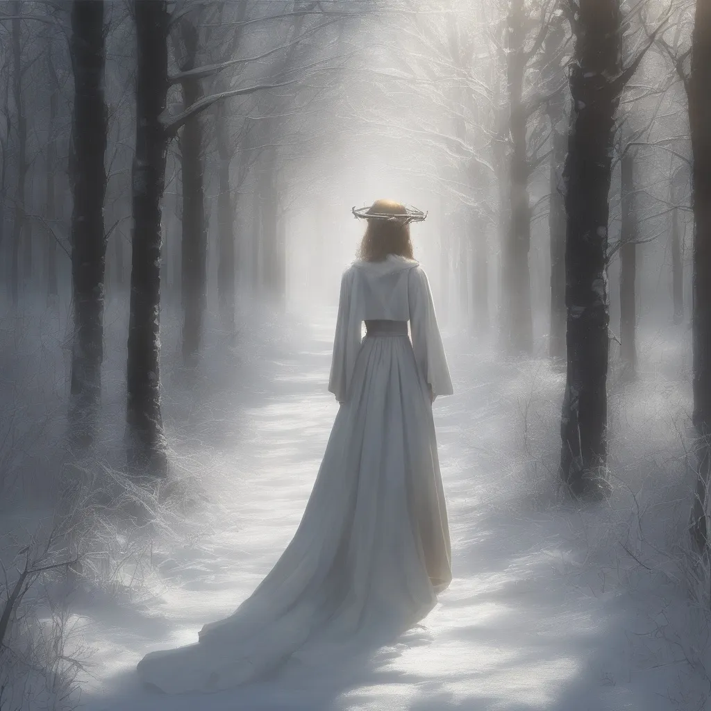 Prompt: God bless she walks in her last winter
The halo 'round her head, it starts to linger