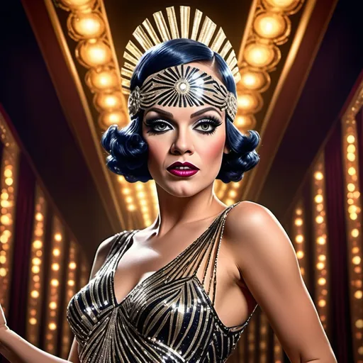 Prompt: A high definition hyper-detail live action digital photograph of a Drag queen 1920's flapper