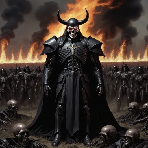 Prompt: Generals gathered in their masses
Just like witches at black masses
Evil minds that plot destruction
Sorcerer of death's construction
In the fields, the bodies burning
As the war machine keeps turning
Death and hatred to mankind
Poisoning their brainwashed minds