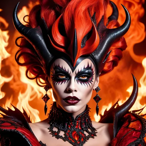 Prompt: A high definition hyper-detail live action digital photograph of a Drag queen from hell