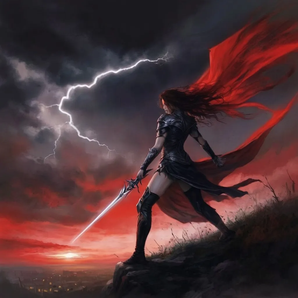 Prompt: Heroine of the night
Blood and thunder rushing through me
'Til the dawn of light
The sky is turning red