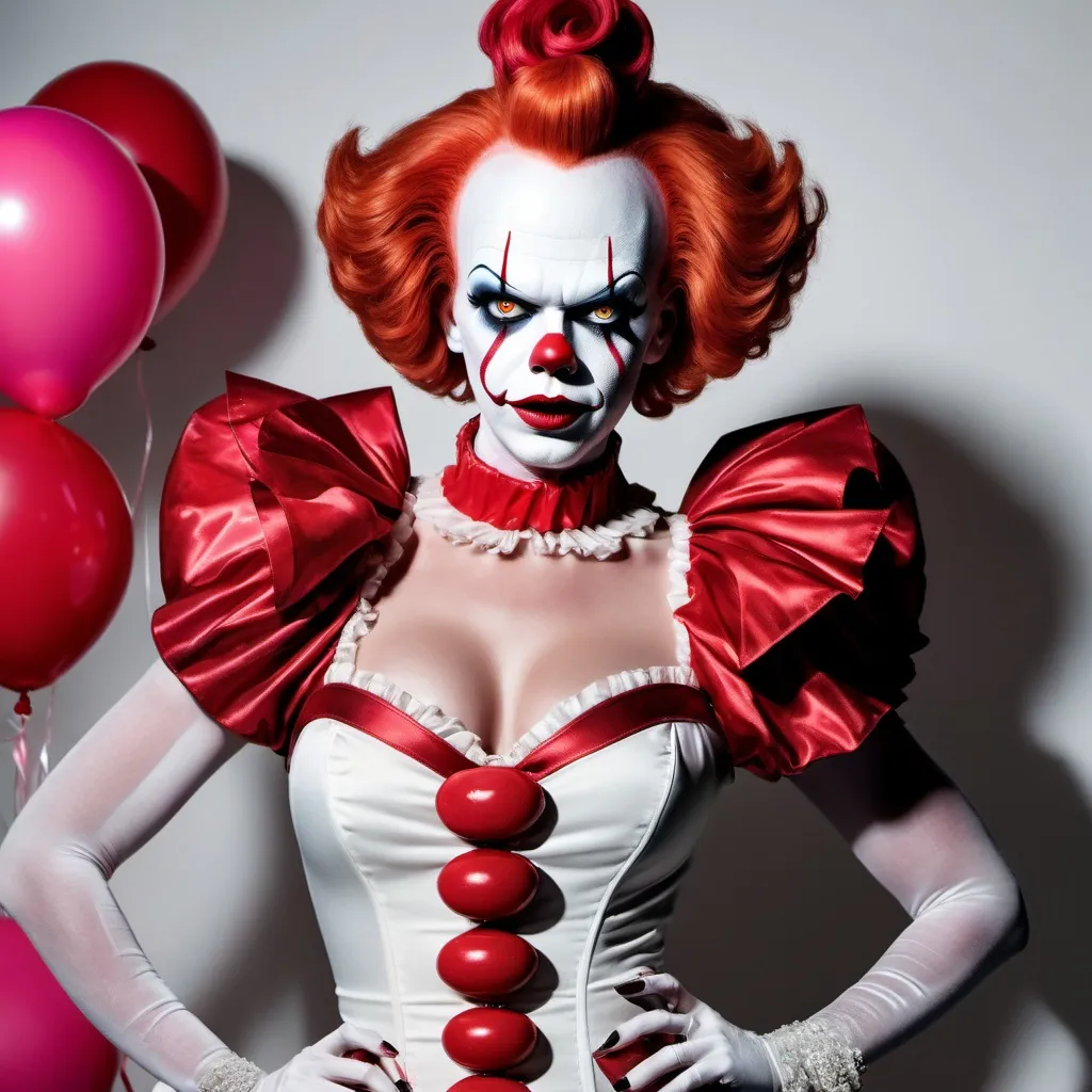 Prompt: If Pennywise was a gorgeous supermodel drag queen (full length photo)