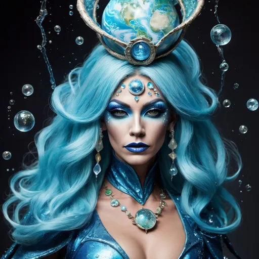 Prompt: Water and earth(earth not as a planet) mage, human, drag queen