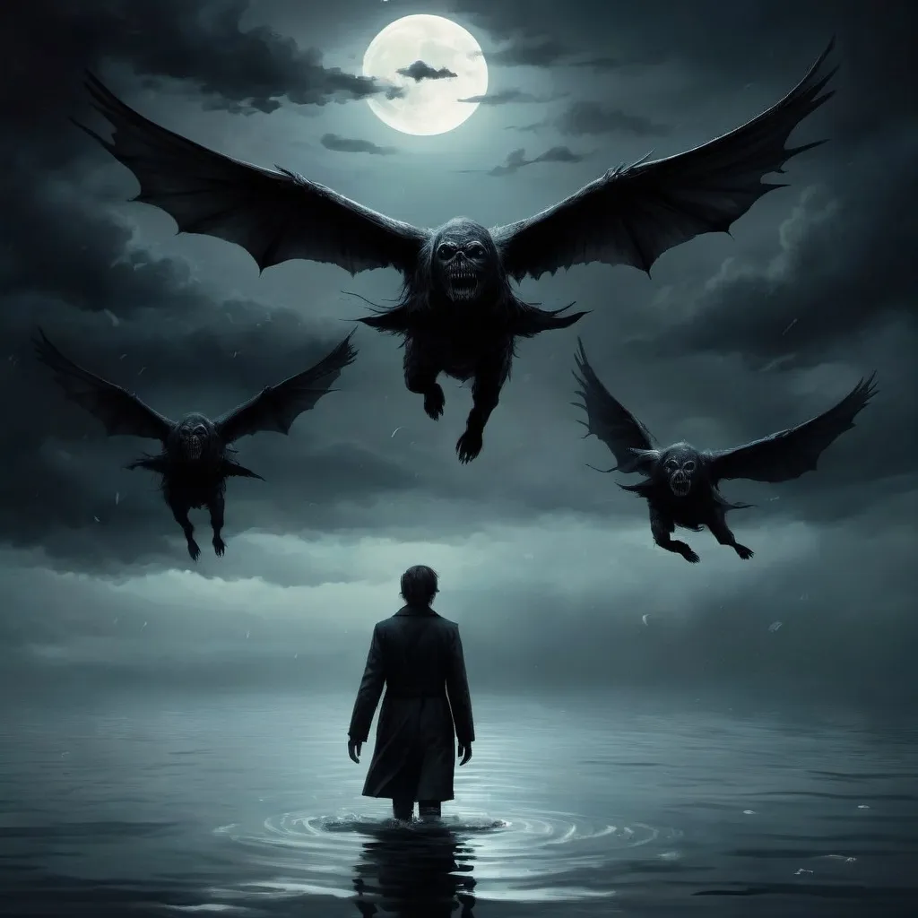 Prompt: You've seen them walking on the water
You've seen flying through the sky
They were frightening in the darkness