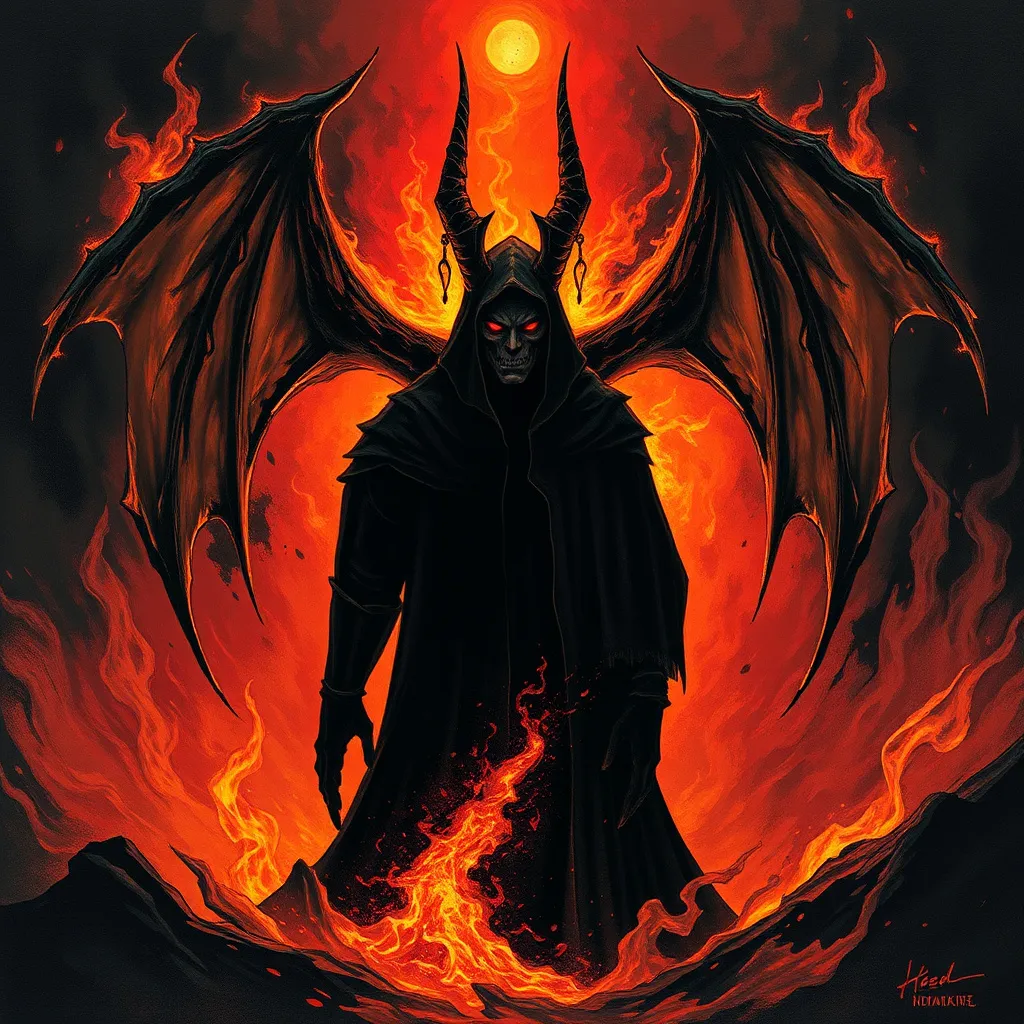 Prompt: What is this that stands before me?
Figure in black which points at me
Turn 'round quick and start to run
Find out I'm the chosen one
Oh no

Big black shape with eyes of fire
Telling people their desire
Satan's sitting there, he's smiling
Watches those flames get higher and higher
Oh no, no, please god help me