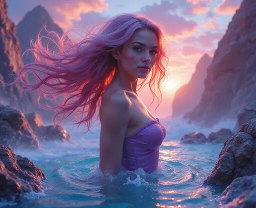 Prompt: (mesmerizing dreamscape), gorgeous muscular drag queen, vibrant, (streaming vibrant colors), surreal morphing shapes, fluid movements, seamless transitions, state of the art visuals, imaginative landscapes, enchanting atmosphere, captivating transformations, high depth, high resolution, ultra-detailed, abstract design, mesmerizing fluidity, otherworldly beauty.