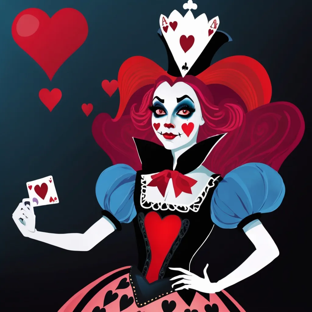 Prompt: Drag queen of Hearts from Alice in Wonderland