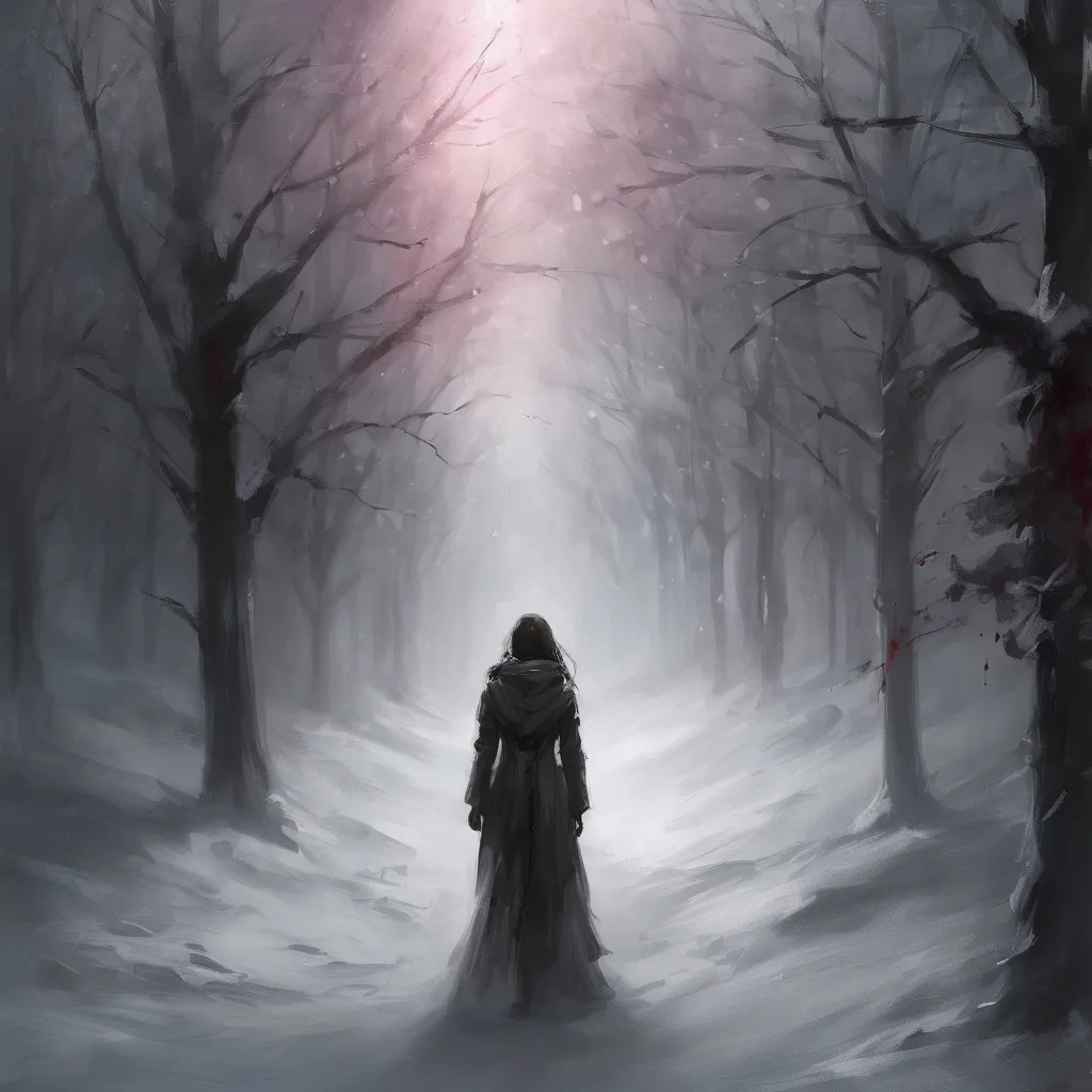 Prompt: God bless she walks in her last winter
The halo 'round her head, it starts to linger
Her fear has died, her heart is still unbroken
There's no remorse, she doesn't mind
She bleeds out