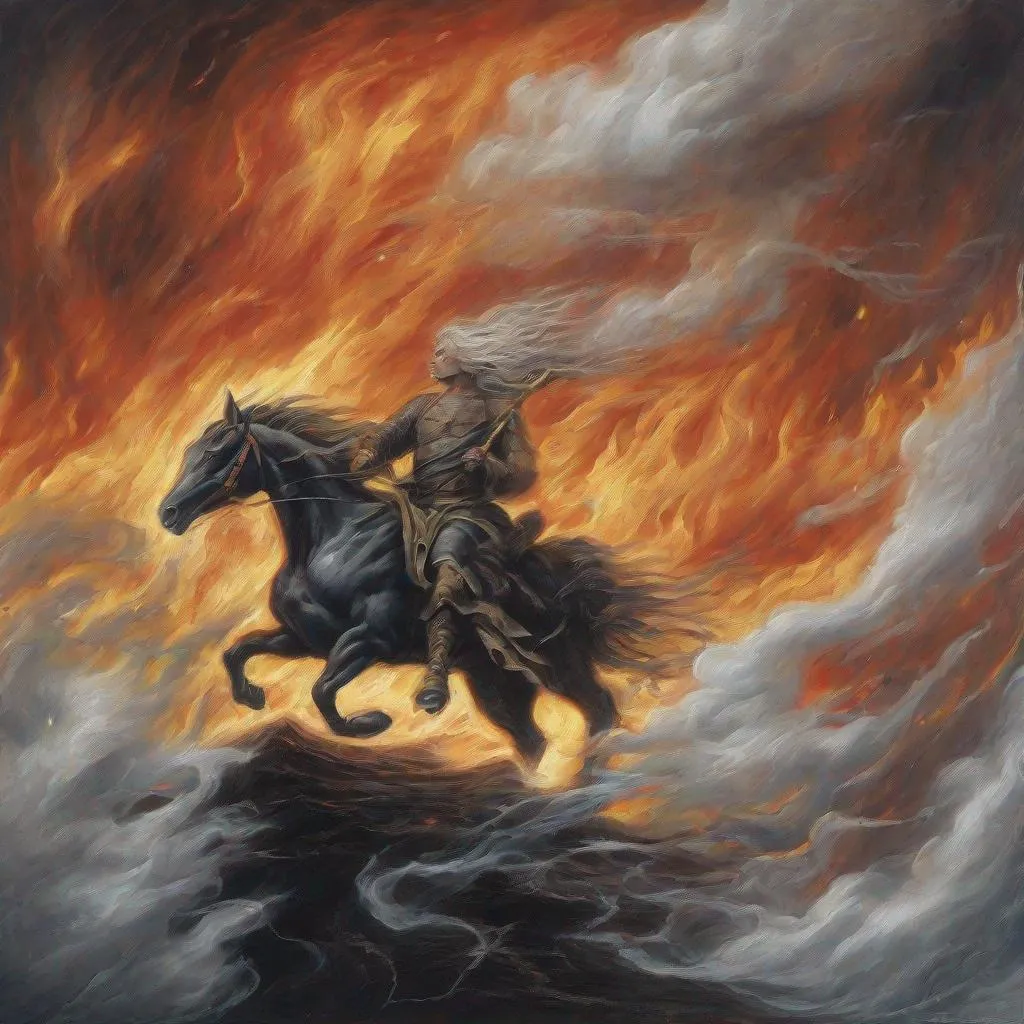 Prompt: On and on we rode the storm
The flame has died and the fire has gone