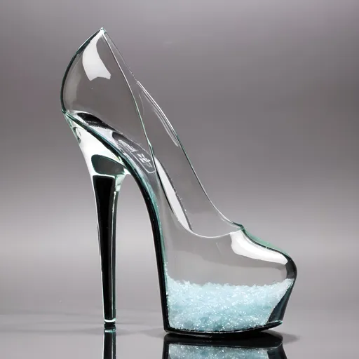 Prompt: 8 inch stiletto Glass high heel shoes. 