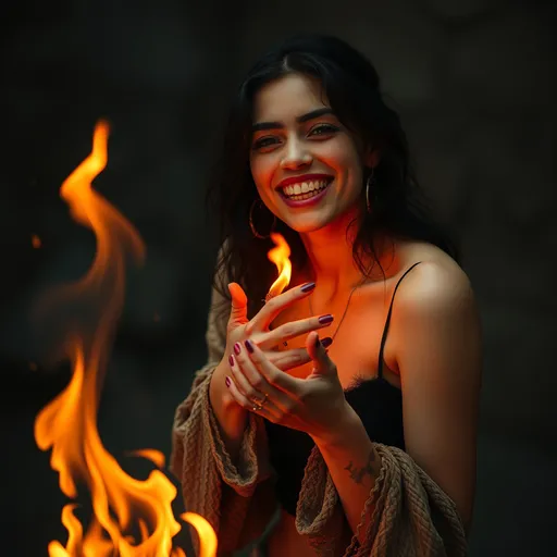 Prompt: Now it's burning her hands
She's turning to laugh
Smiles as the flame sears her flesh
Melting her face, screamin' in pain
Peeling the skin from her eyes
Watch her die according to plan
She's dust on the ground, what did we learn?