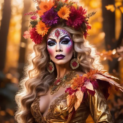 Prompt: A high definition hyper-detail live action digital photograph of a Drag queen Mother Nature