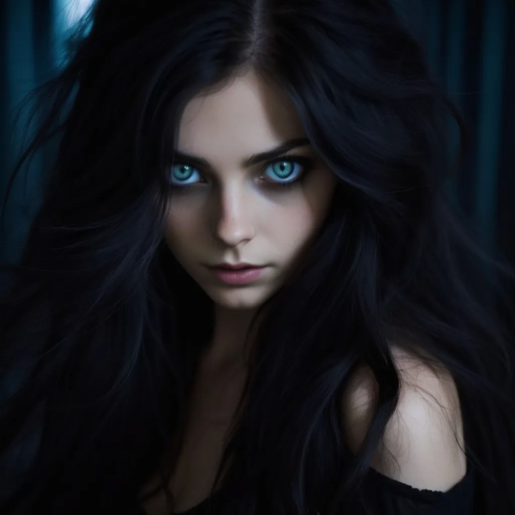 Prompt: With hair as dark as night
Her eyes were like that of a cat in the dark
That hypnotized me with love